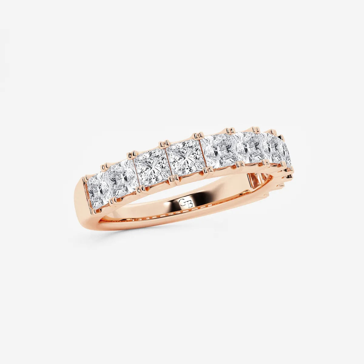 Princess Cut Lab Grown Diamond Eleven Stone Wedding Band Ring in Solid Gold