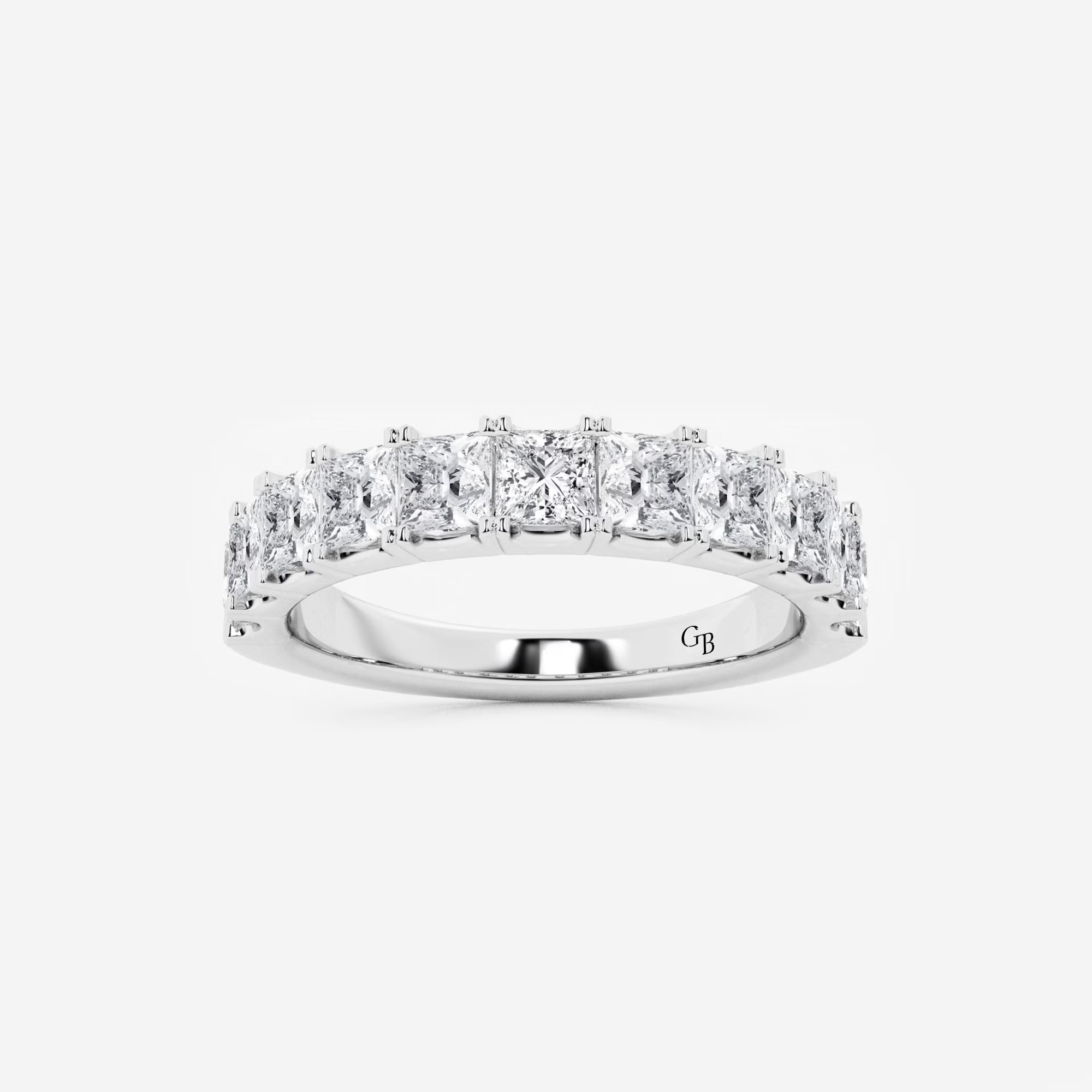 Princess Cut Lab Grown Diamond Eleven Stone Wedding Band Ring in Solid Gold