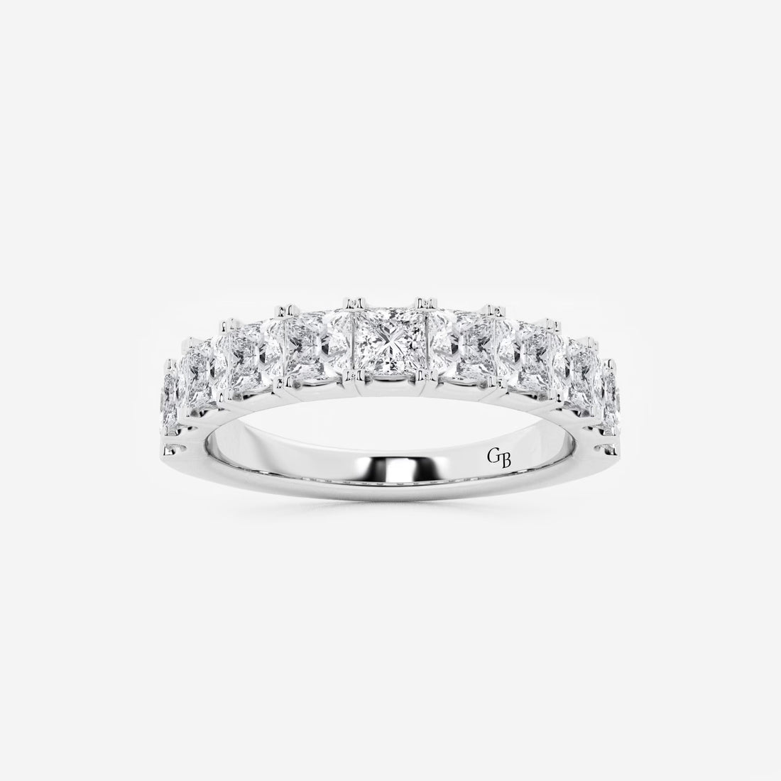 Princess Cut Lab Grown Diamond Eleven Stone Wedding Band Ring in Solid Gold