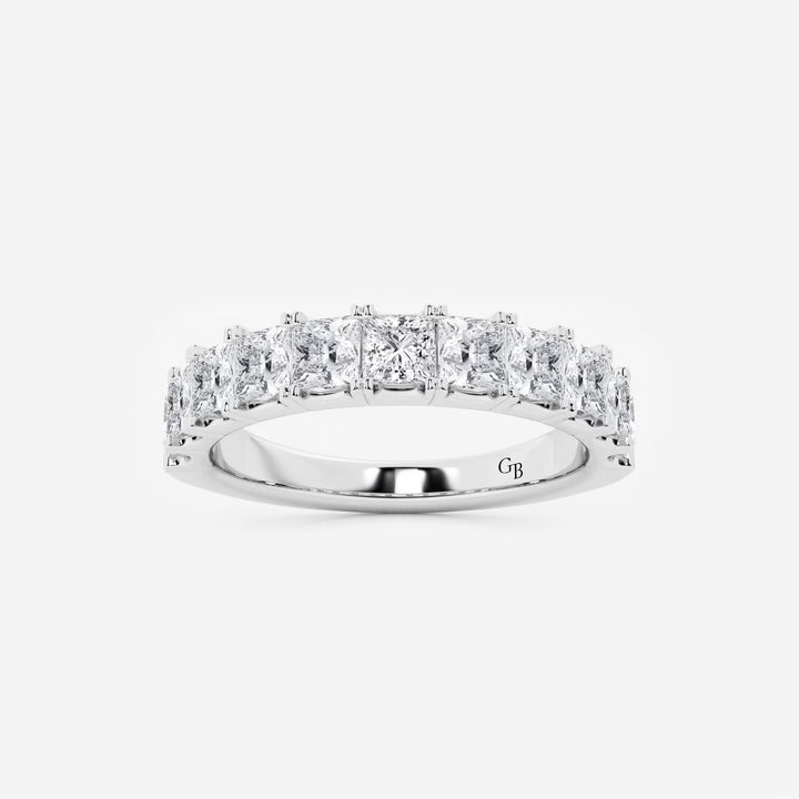 Princess Cut Lab Grown Diamond Eleven Stone Wedding Band Ring in Solid Gold