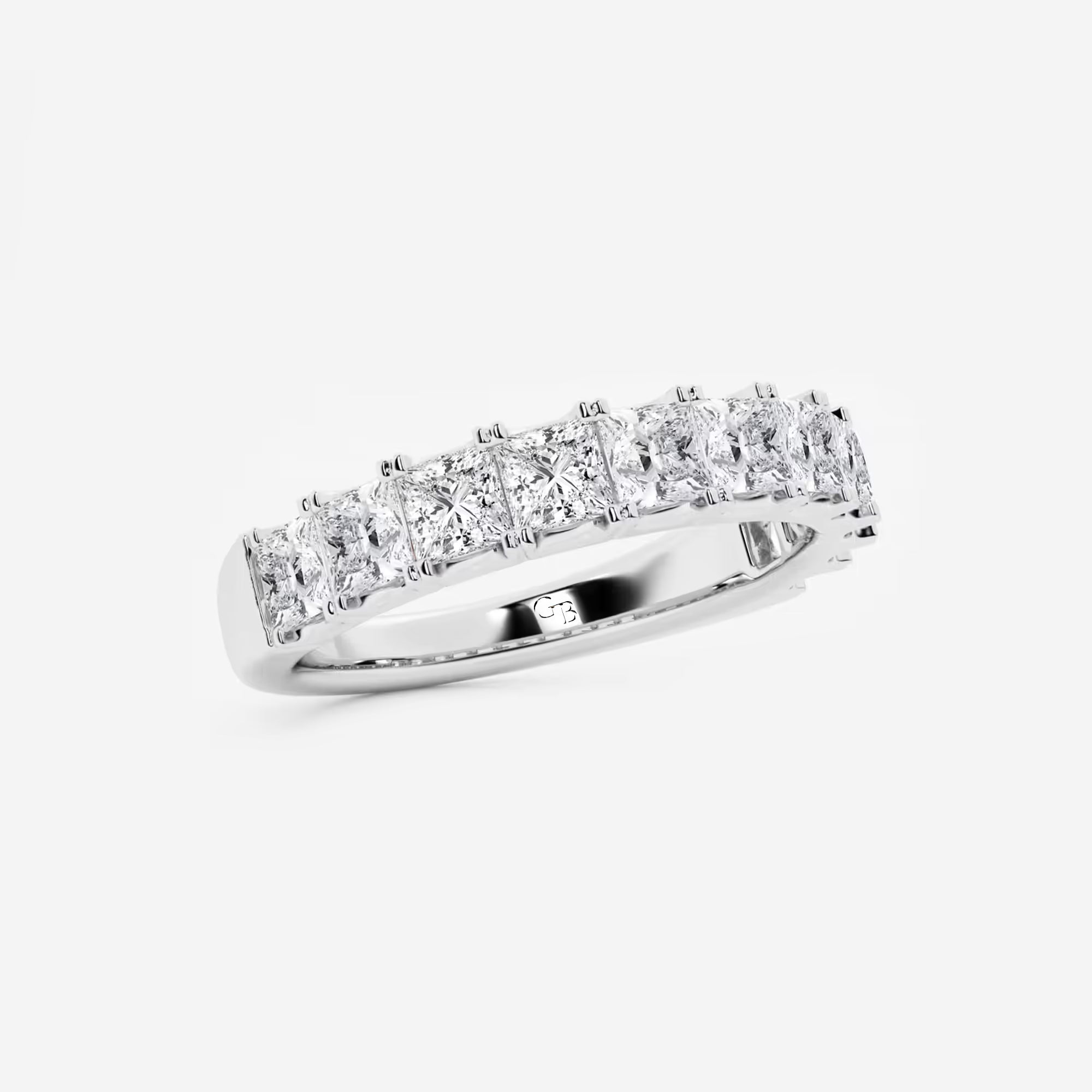 Princess Cut Lab Grown Diamond Eleven Stone Wedding Band Ring in Solid Gold