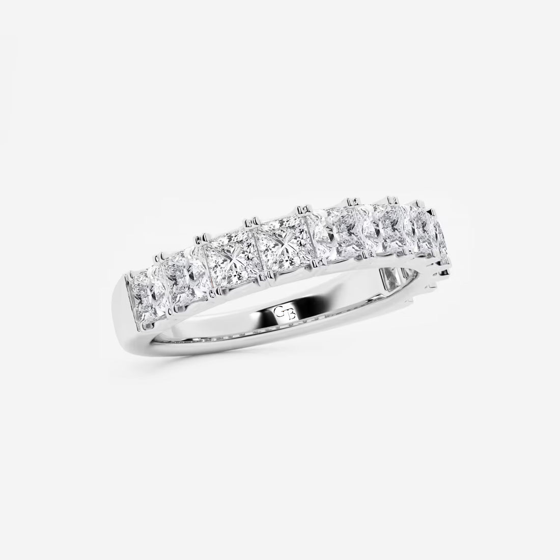 Princess Cut Lab Grown Diamond Eleven Stone Wedding Band Ring in Solid Gold
