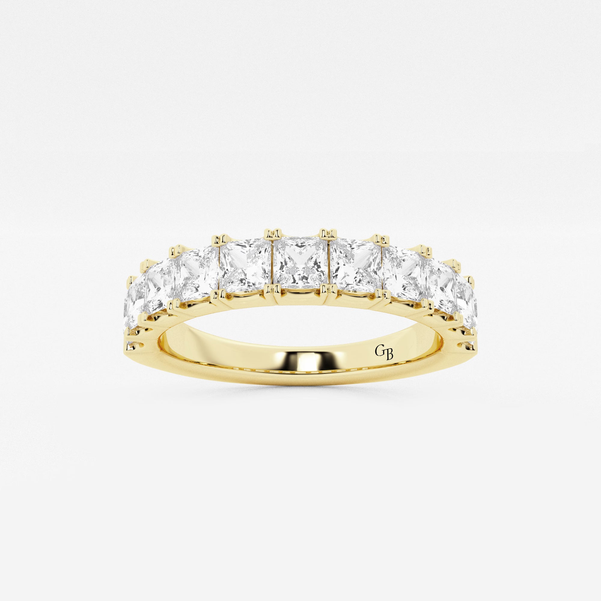 Princess Cut Lab Grown Diamond Eleven Stone Wedding Band Ring in Solid Gold