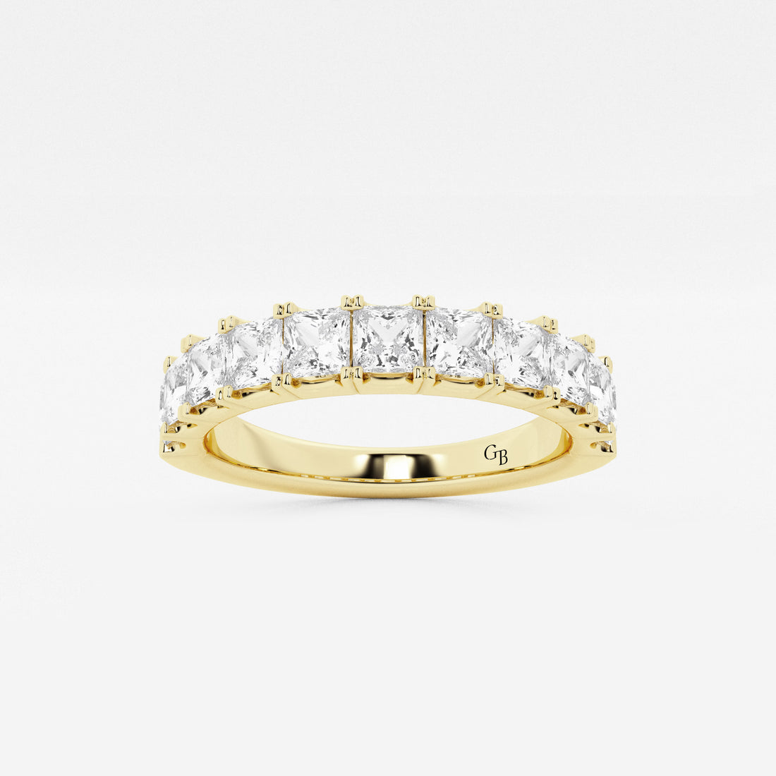 Princess Cut Lab Grown Diamond Eleven Stone Wedding Band Ring in Solid Gold