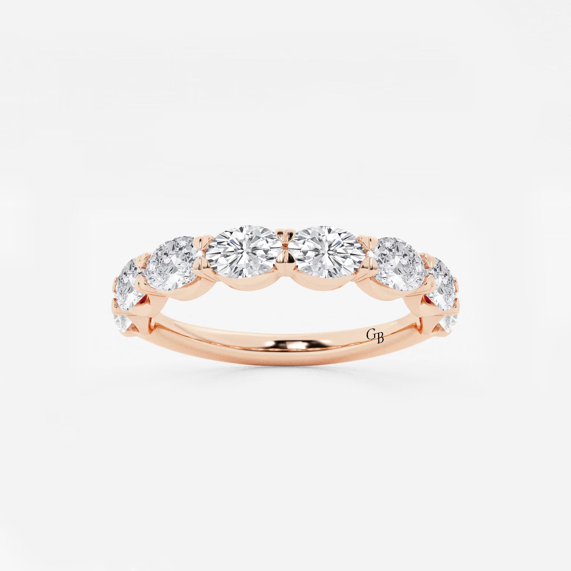 Stylish East West Oval Lab Grown Diamond Anniversary Band in Solid Gold
