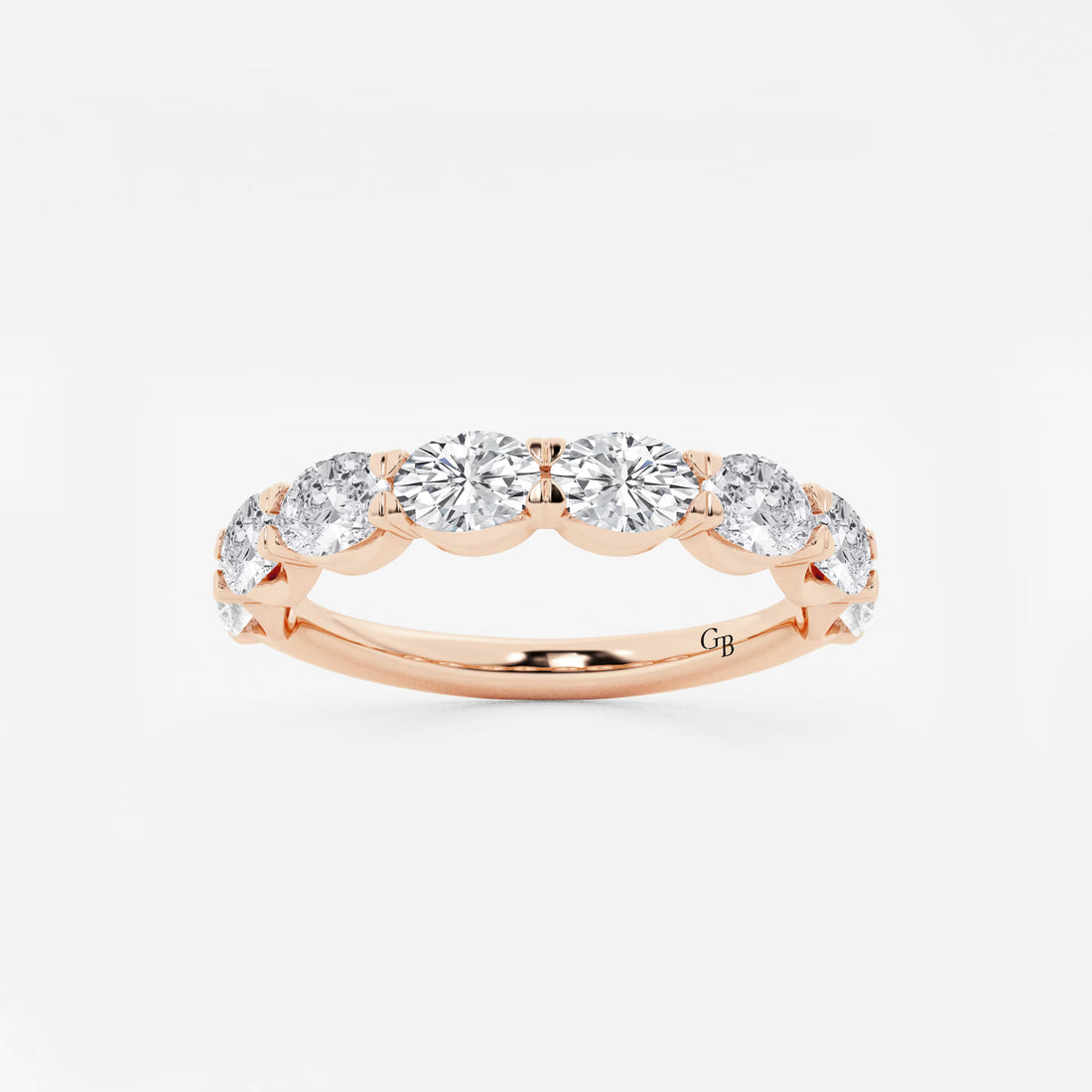 Stylish East West Oval Lab Grown Diamond Anniversary Band in Solid Gold