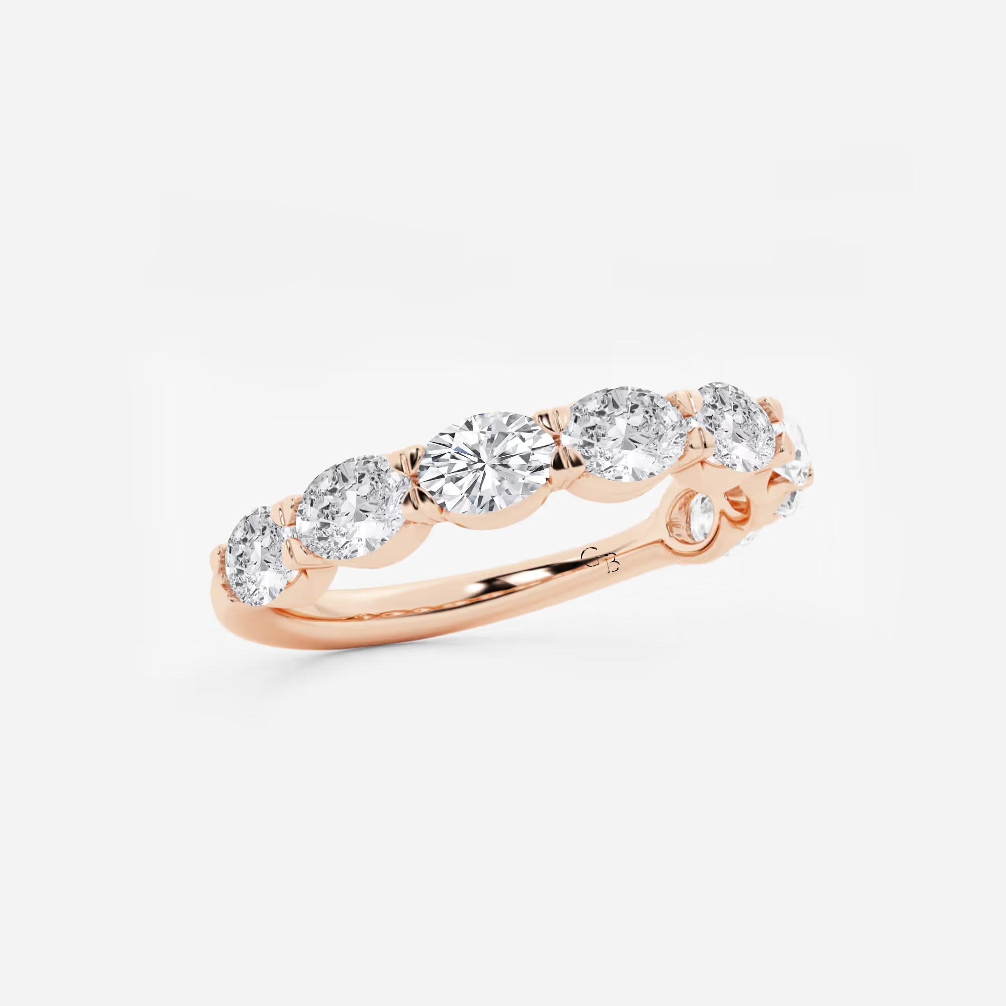 Stylish East West Oval Lab Grown Diamond Anniversary Band in Solid Gold