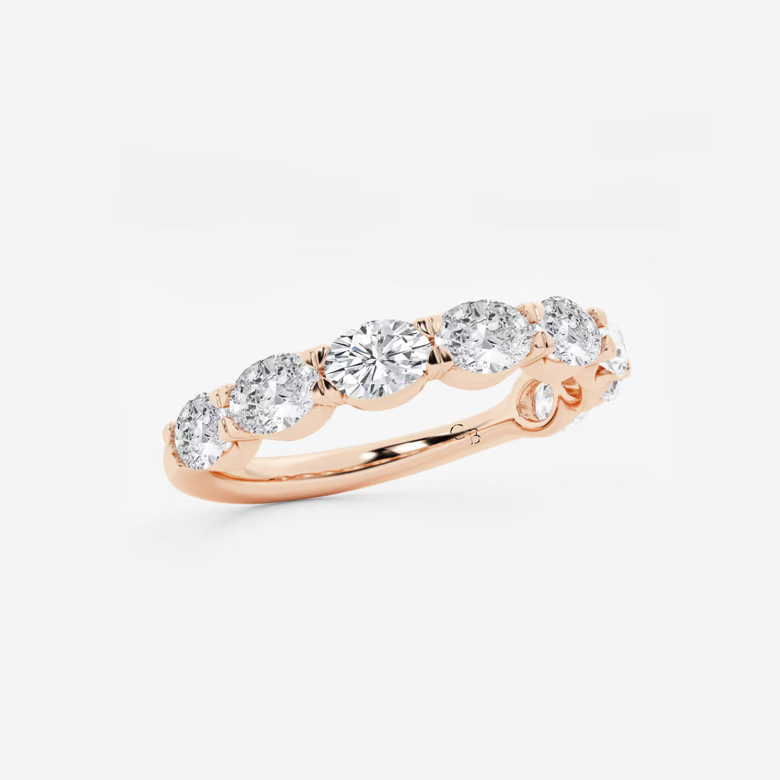 Stylish East West Oval Lab Grown Diamond Anniversary Band in Solid Gold