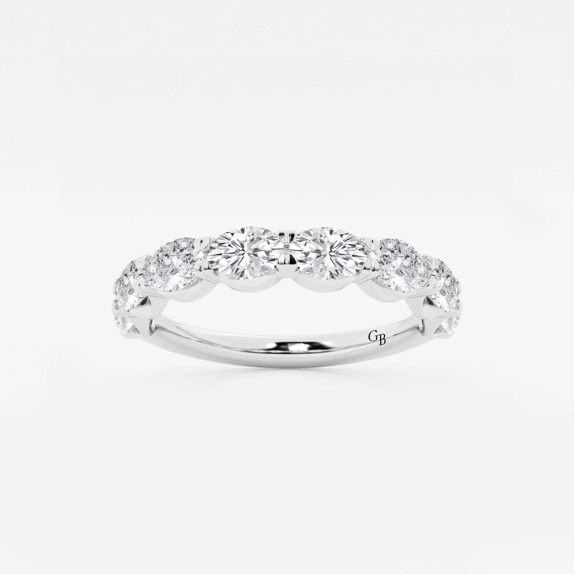 Stylish East West Oval Lab Grown Diamond Anniversary Band in Solid Gold