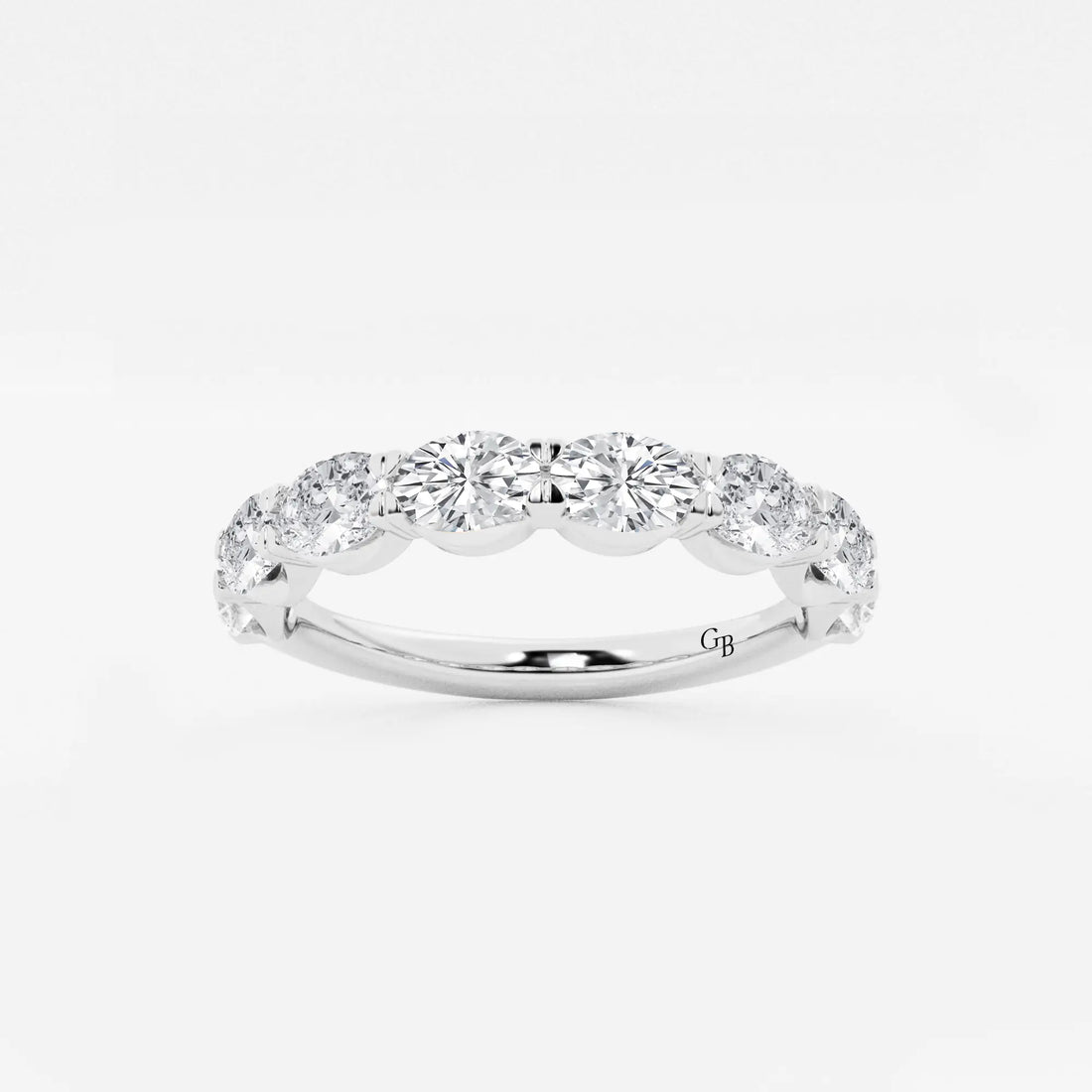 Stylish East West Oval Lab Grown Diamond Anniversary Band in Solid Gold