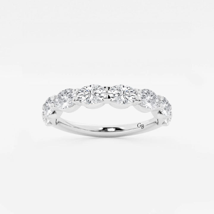 Stylish East West Oval Lab Grown Diamond Anniversary Band in Solid Gold