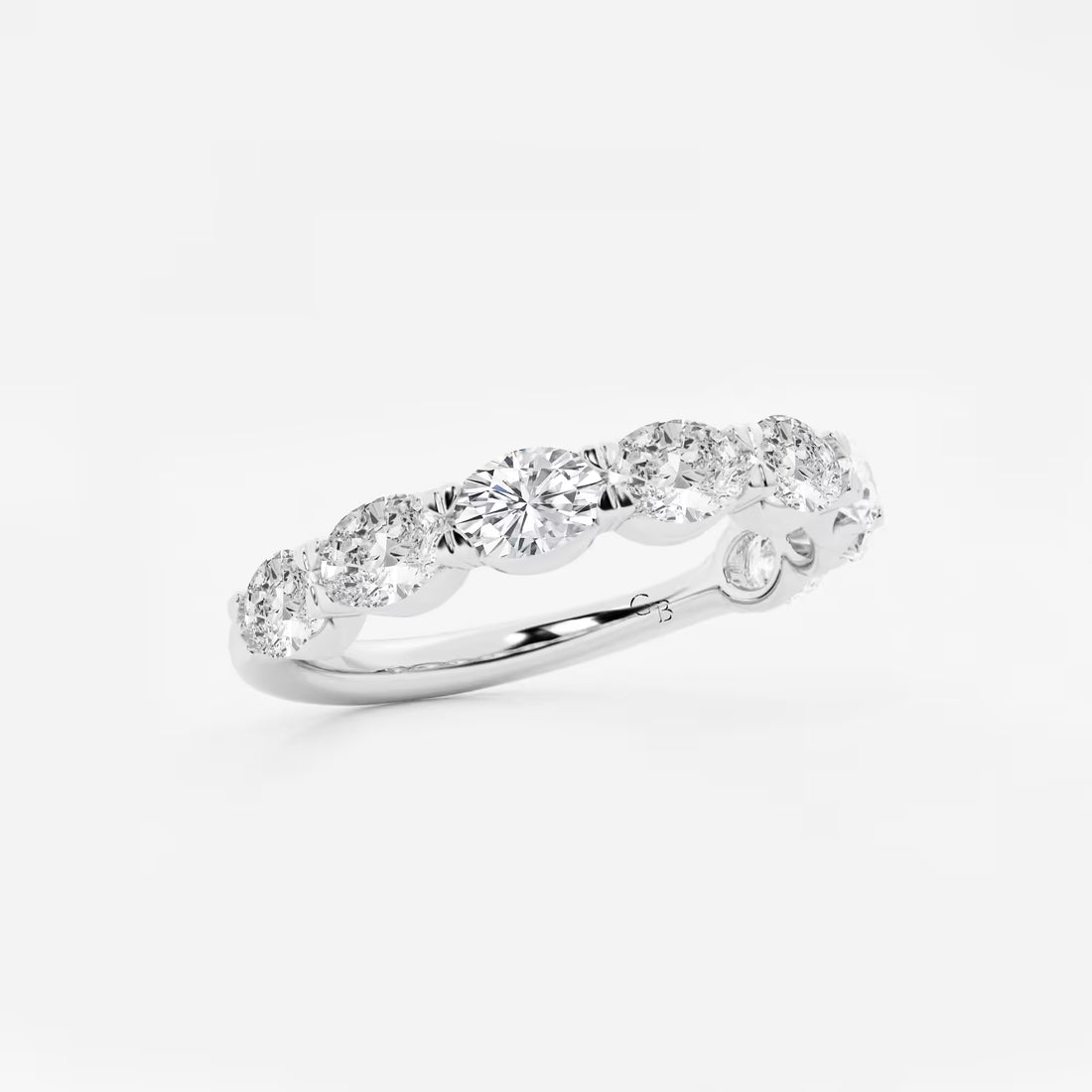 Stylish East West Oval Lab Grown Diamond Anniversary Band in Solid Gold