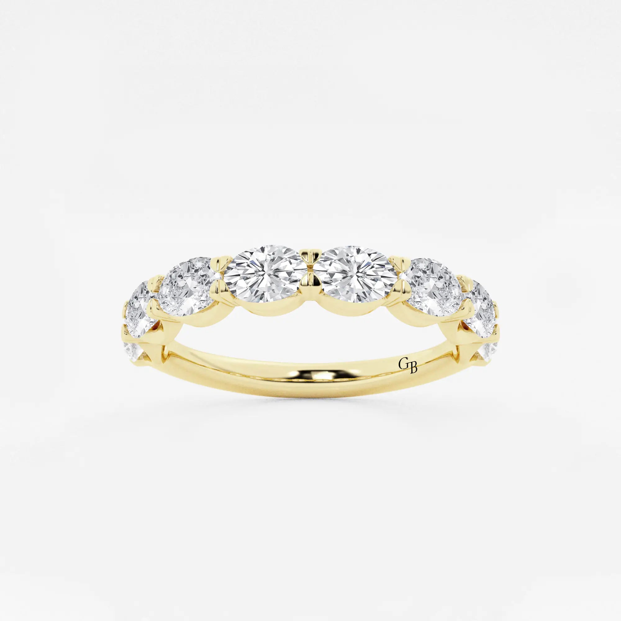 Stylish East West Oval Lab Grown Diamond Anniversary Band in Solid Gold