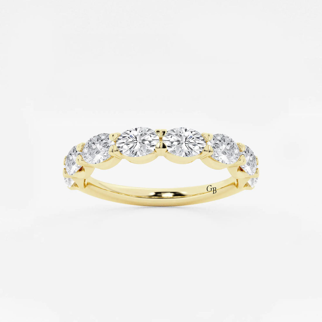 Stylish East West Oval Lab Grown Diamond Anniversary Band in Solid Gold
