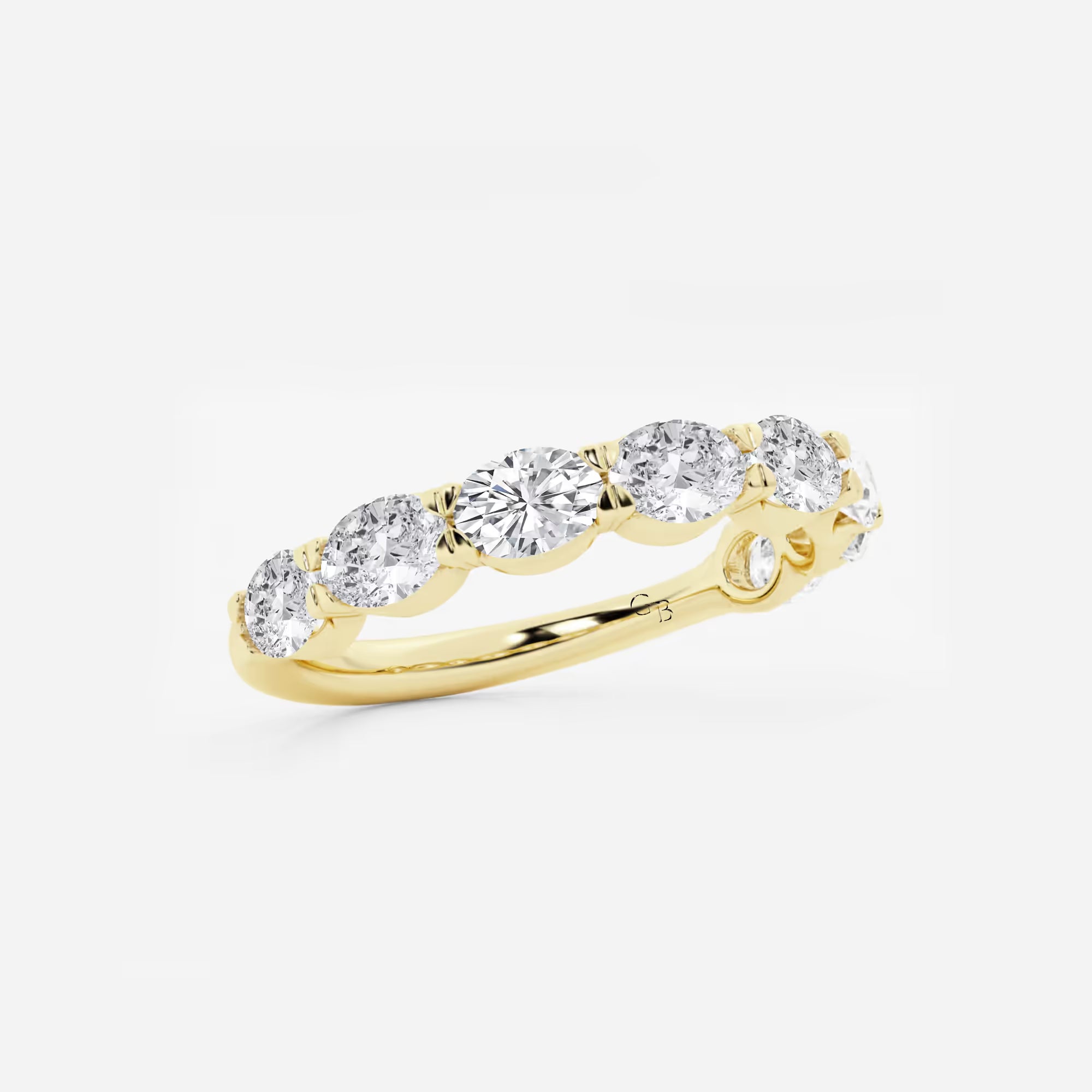 Stylish East West Oval Lab Grown Diamond Anniversary Band in Solid Gold