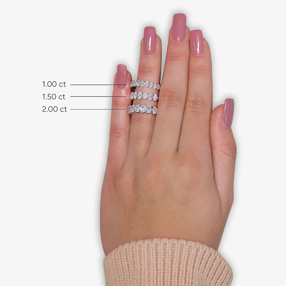 Chic Oval Lab Grown Diamond Vertical Set Anniversary Band in Solid Gold