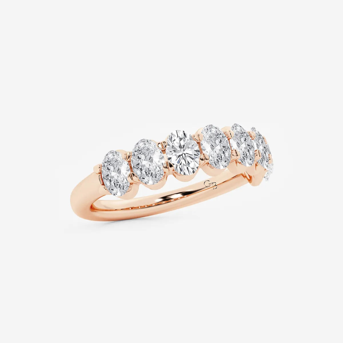 Chic Oval Lab Grown Diamond Vertical Set Anniversary Band in Solid Gold