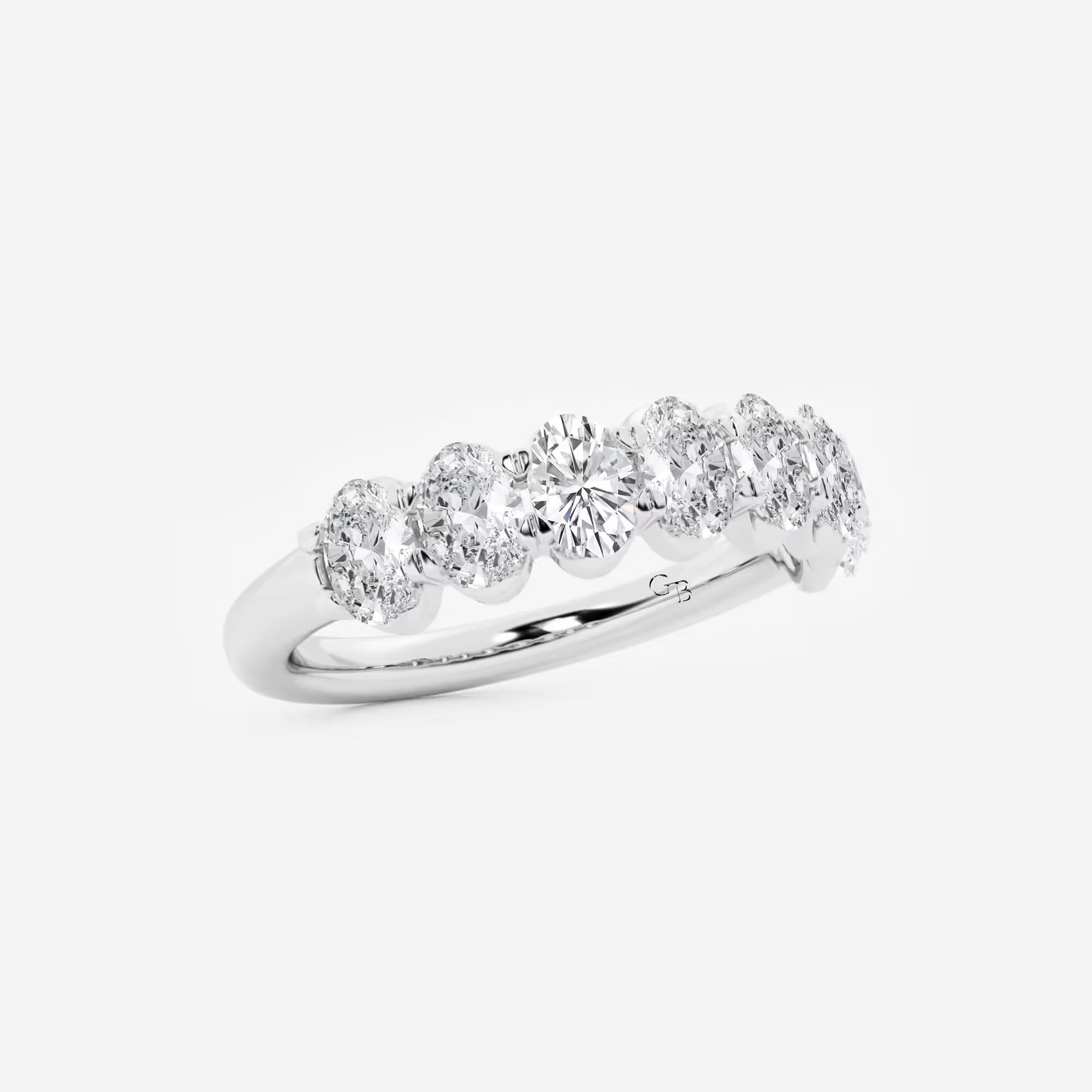 Chic Oval Lab Grown Diamond Vertical Set Anniversary Band in Solid Gold
