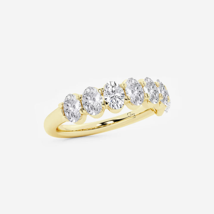 Chic Oval Lab Grown Diamond Vertical Set Anniversary Band in Solid Gold