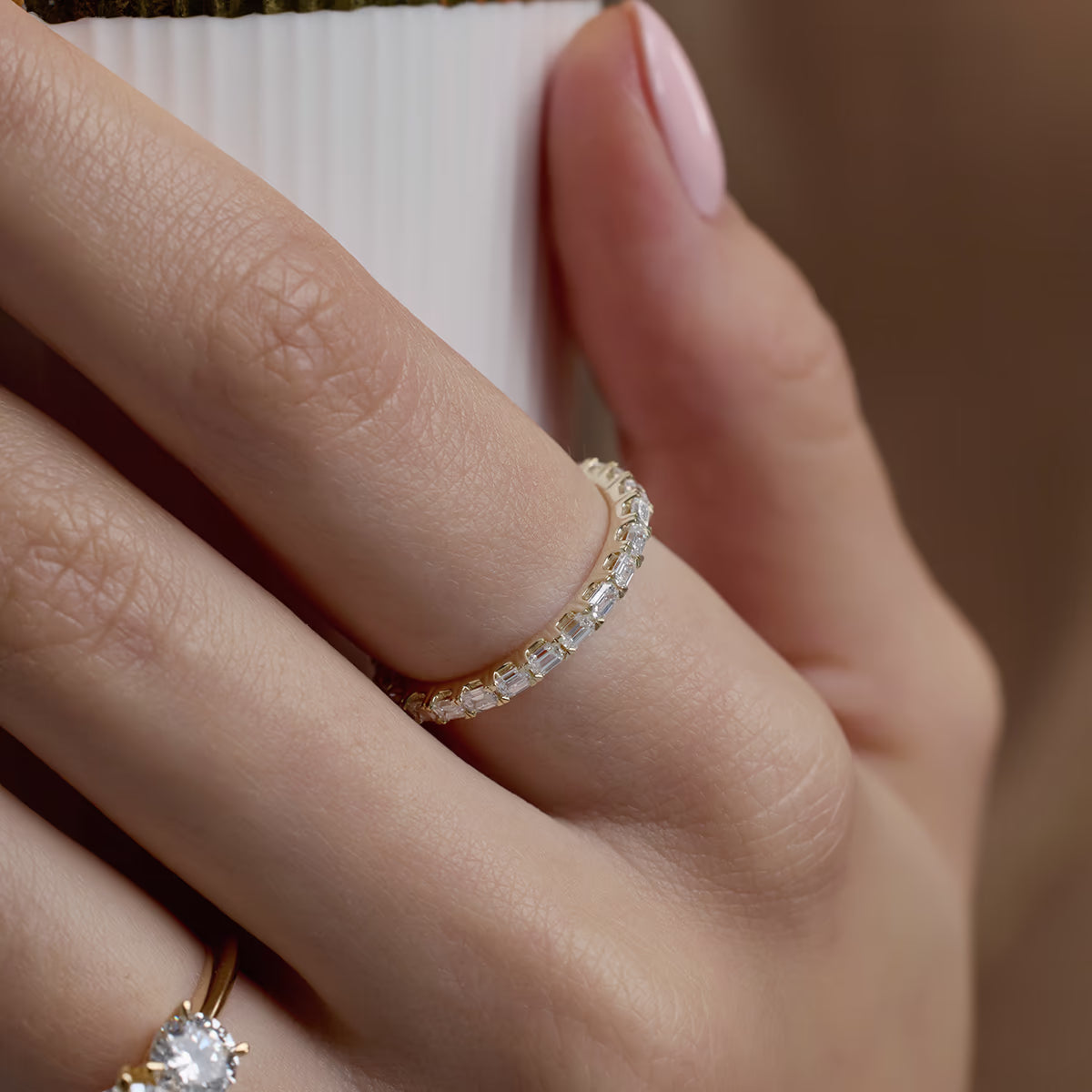 Decora East-West Emerald Lab-Grown Diamond Wedding Band