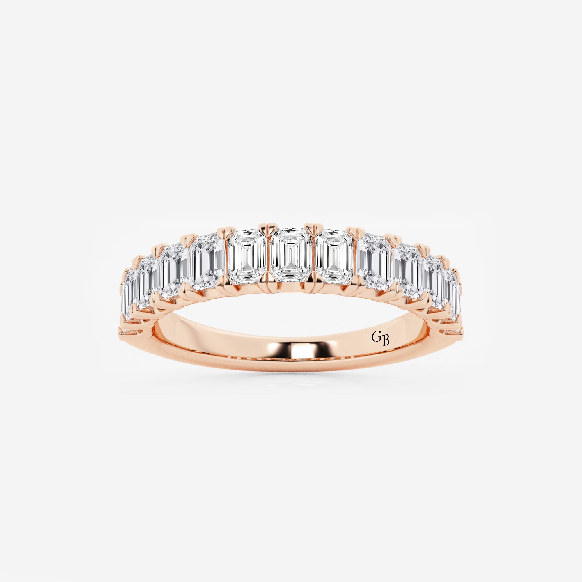 Timeless Emerald Cut Lab Grown Diamond Wedding Band in Solid Gold