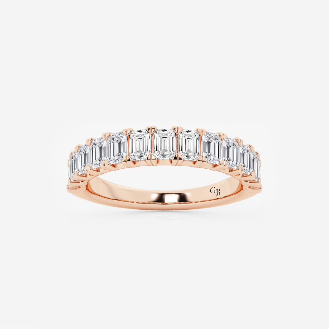 Timeless Emerald Cut Lab Grown Diamond Wedding Band in Solid Gold