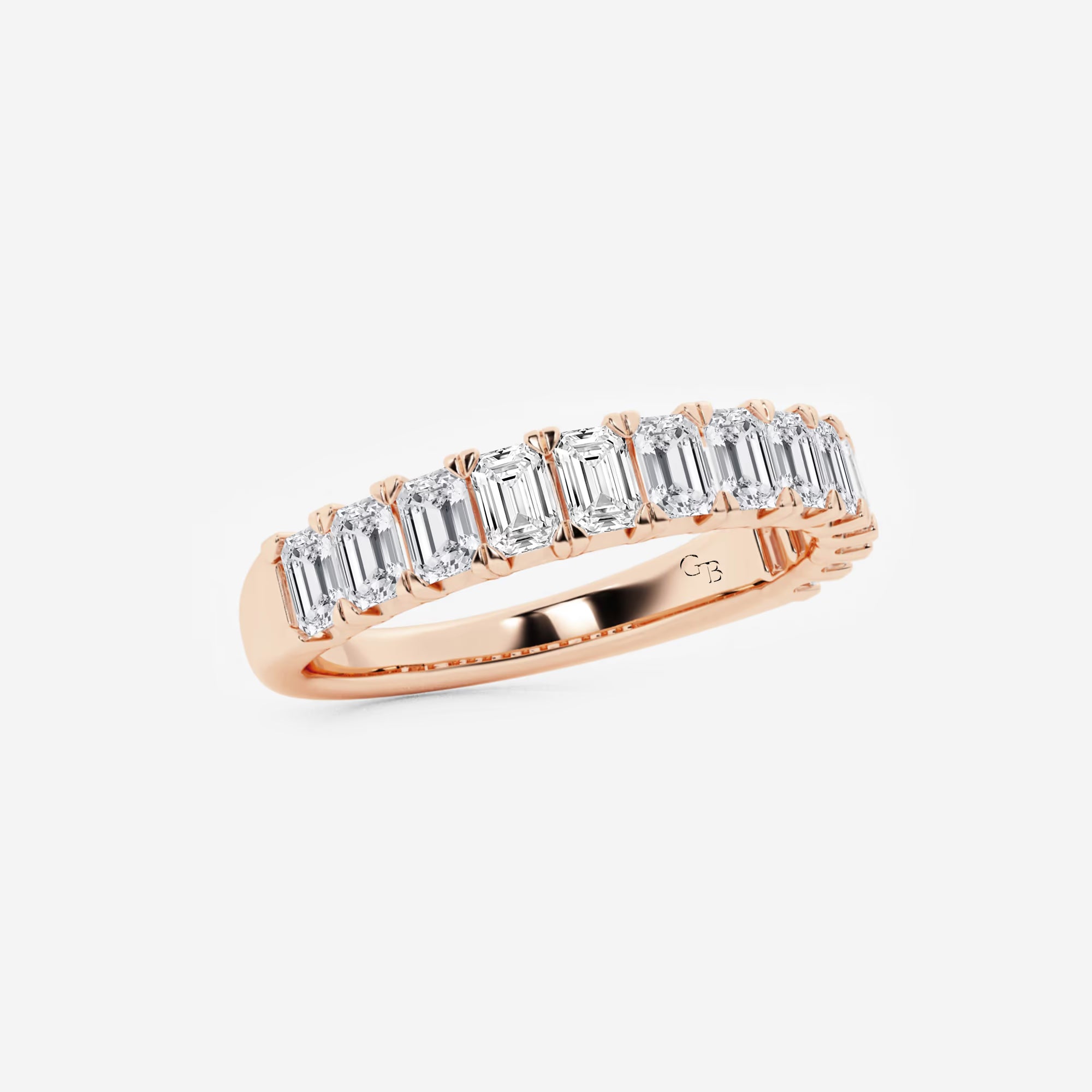 Timeless Emerald Cut Lab Grown Diamond Wedding Band in Solid Gold