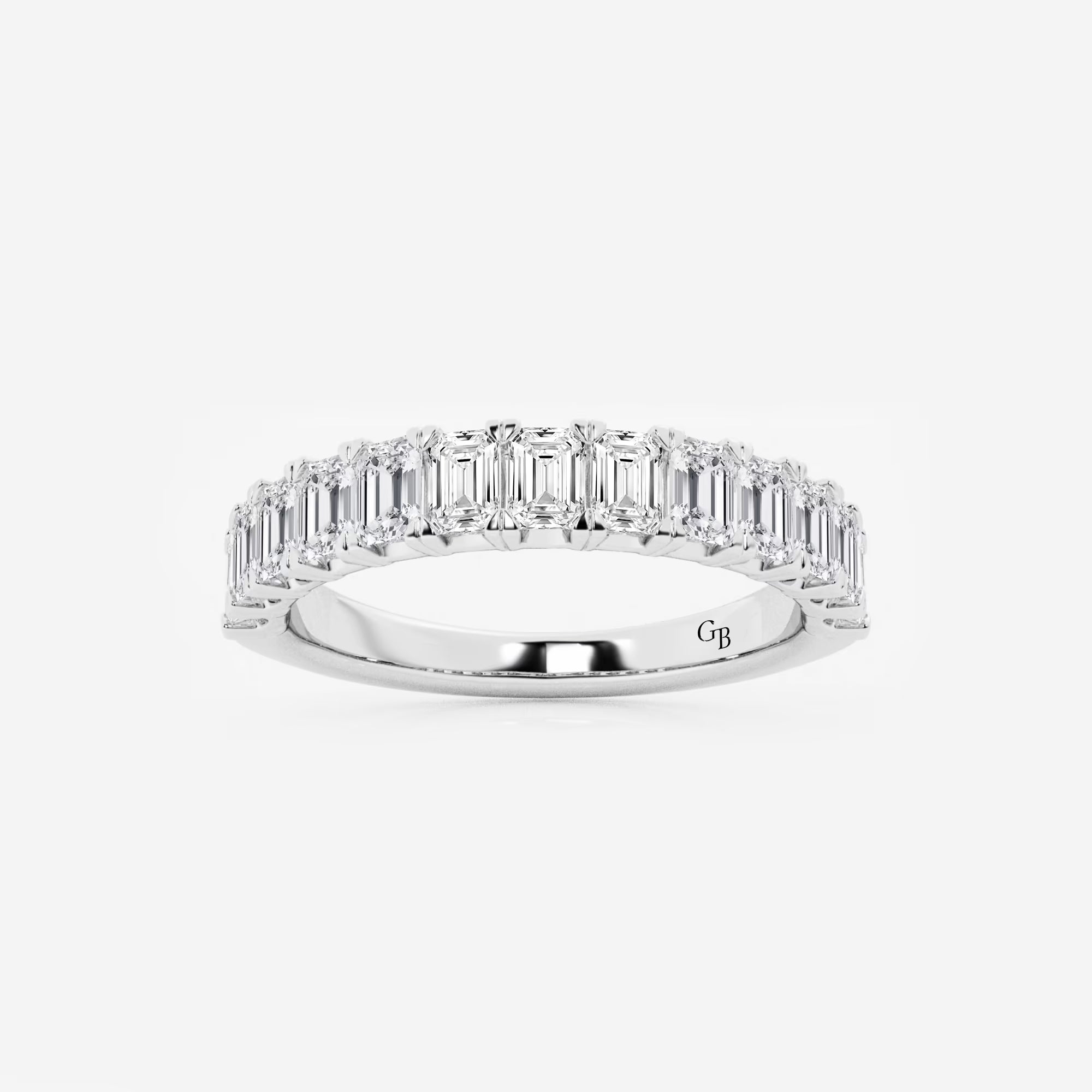 Timeless Emerald Cut Lab Grown Diamond Wedding Band in Solid Gold