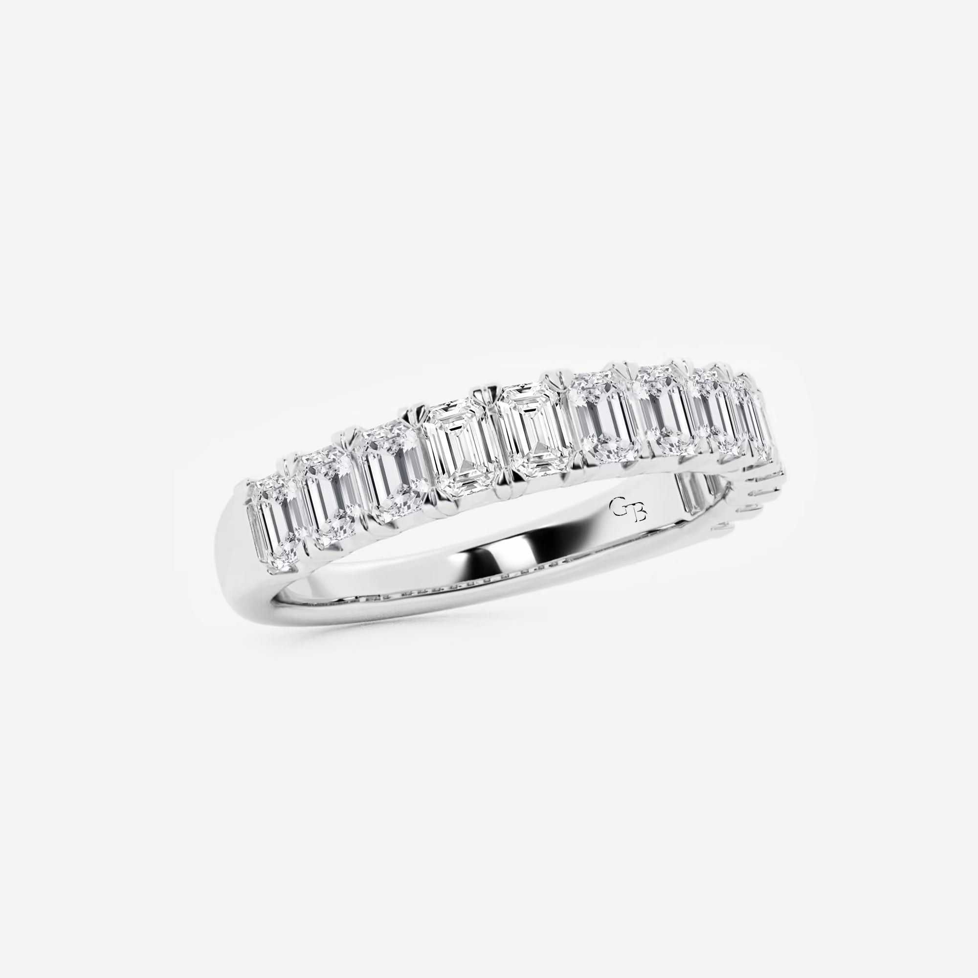 Timeless Emerald Cut Lab Grown Diamond Wedding Band in Solid Gold