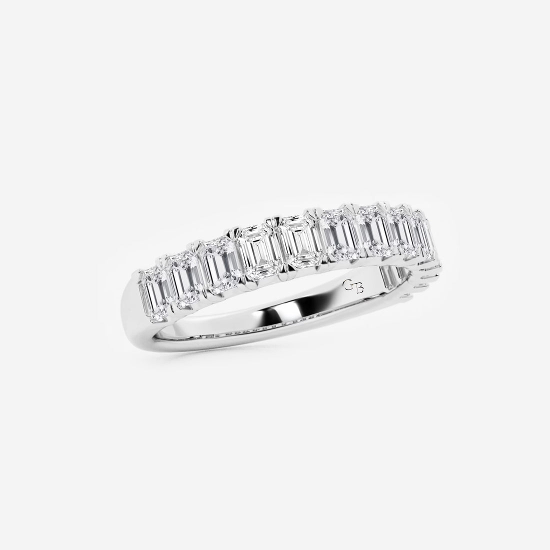 Timeless Emerald Cut Lab Grown Diamond Wedding Band in Solid Gold