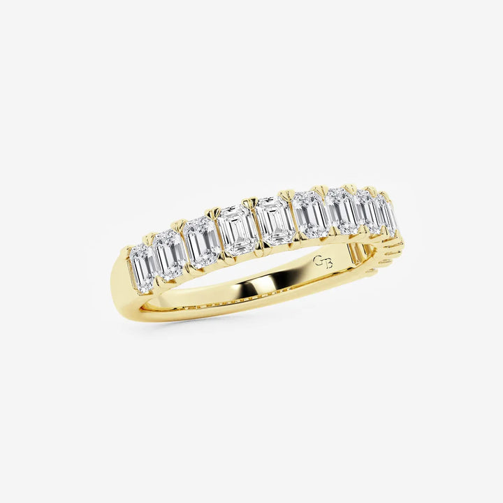 Timeless Emerald Cut Lab Grown Diamond Wedding Band in Solid Gold