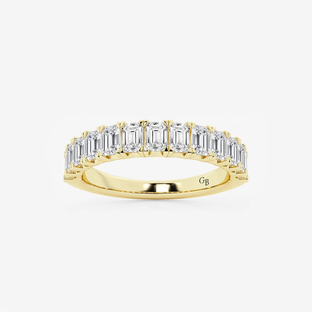 Timeless Emerald Cut Lab Grown Diamond Wedding Band in Solid Gold