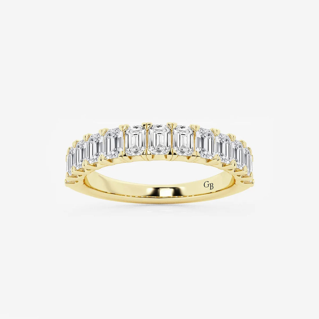 Timeless Emerald Cut Lab Grown Diamond Wedding Band in Solid Gold