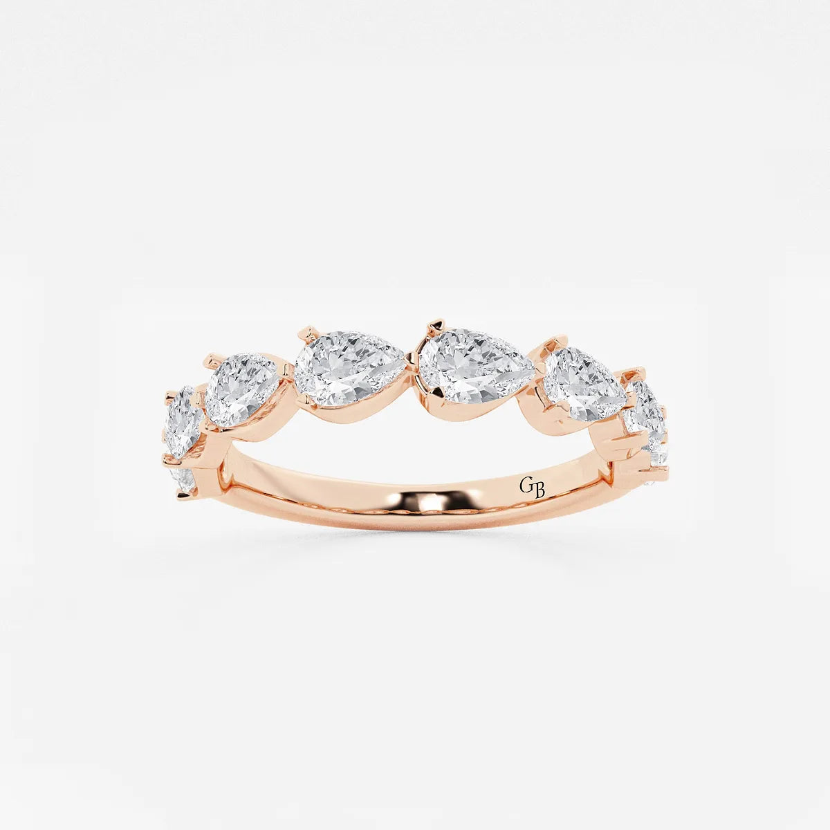 Pear Shape Lab Grown Diamond East West Floating Anniversary Band
