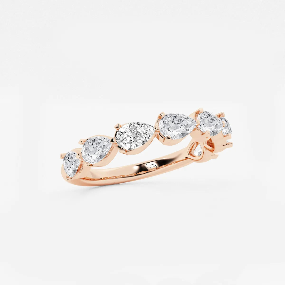 Pear Shape Lab Grown Diamond East West Floating Anniversary Band