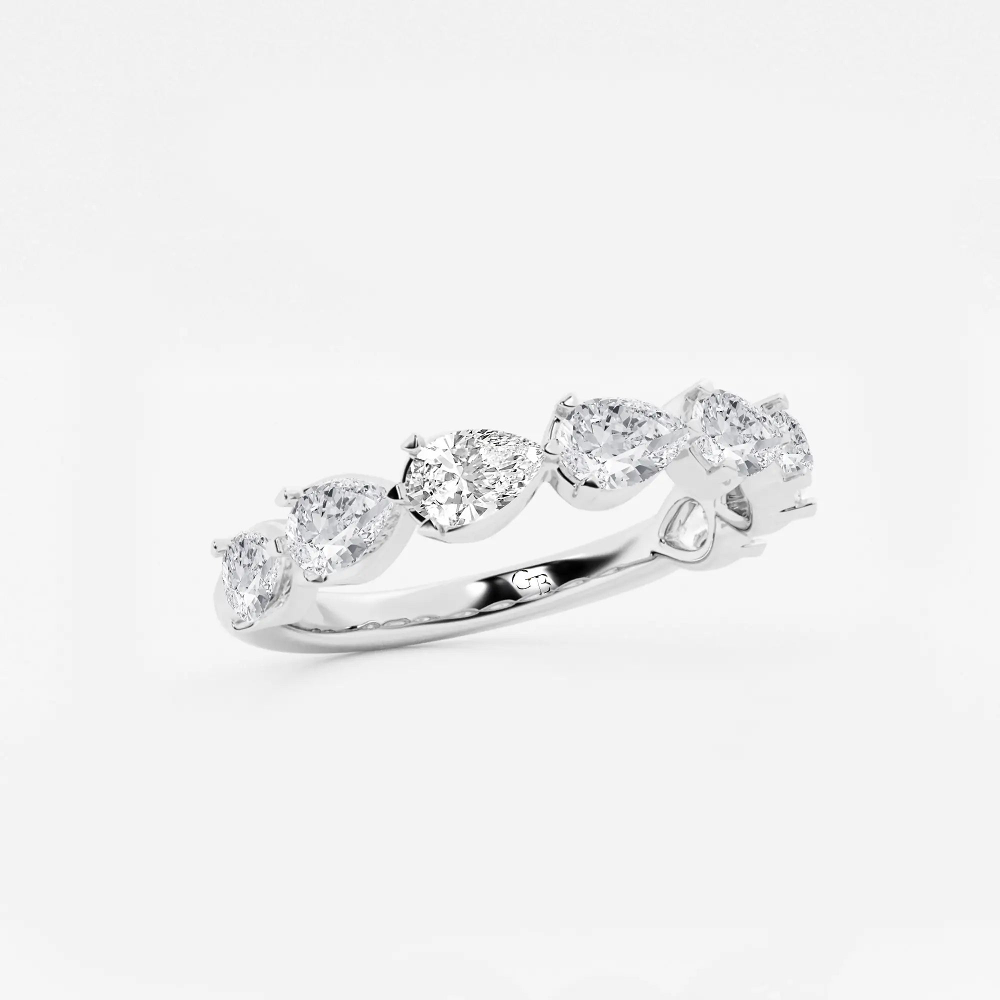 Pear Shape Lab Grown Diamond East West Floating Anniversary Band