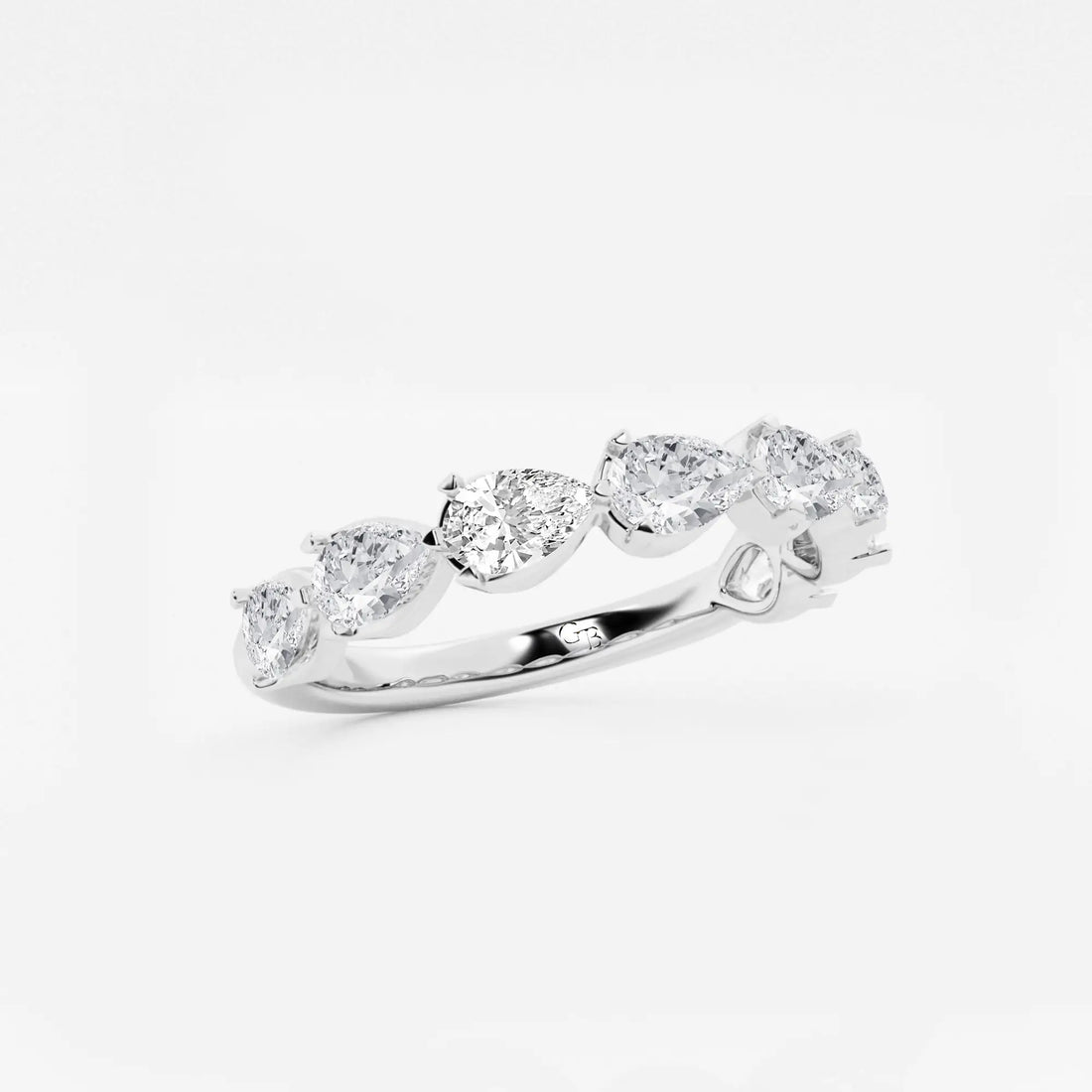 Pear Shape Lab Grown Diamond East West Floating Anniversary Band