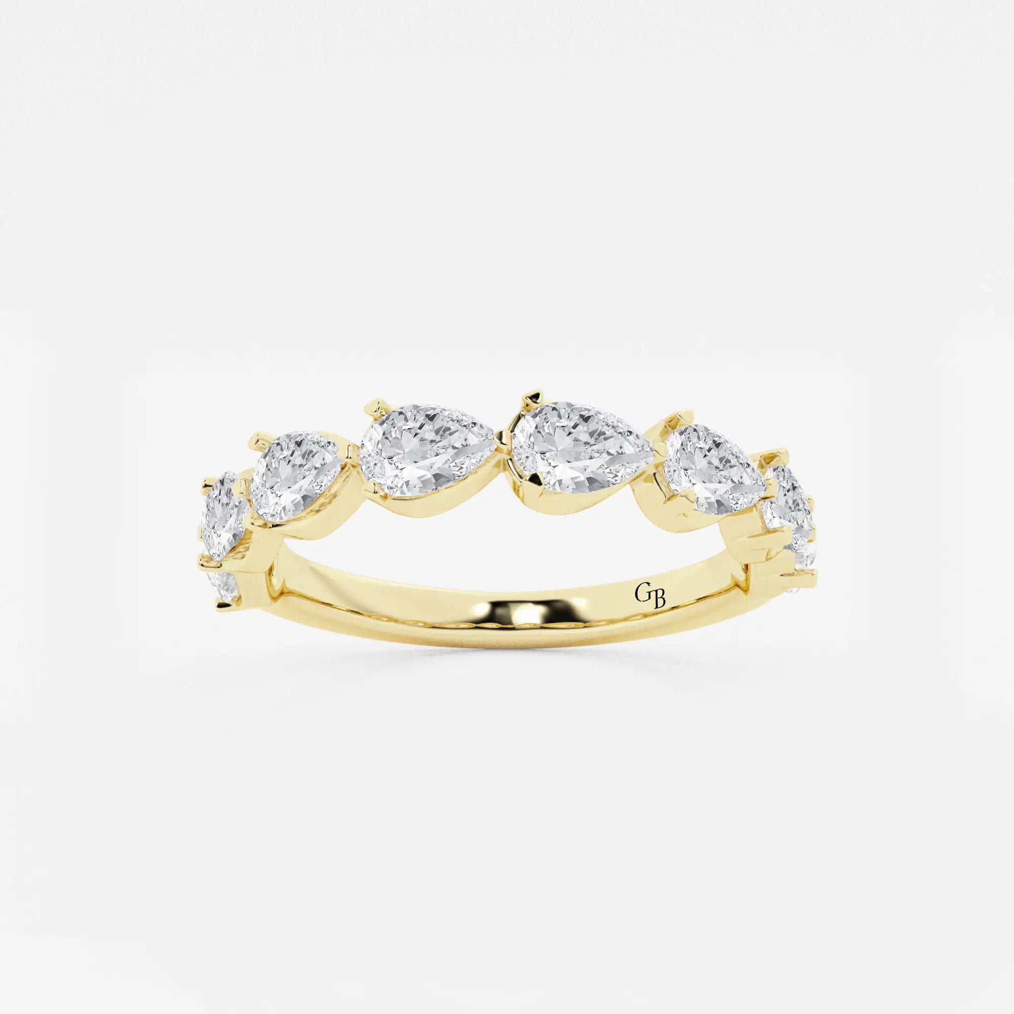 Pear Shape Lab Grown Diamond East West Floating Anniversary Band