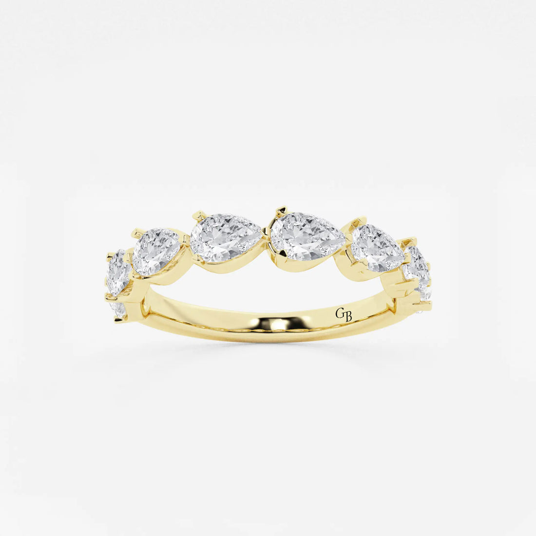 Pear Shape Lab Grown Diamond East West Floating Anniversary Band