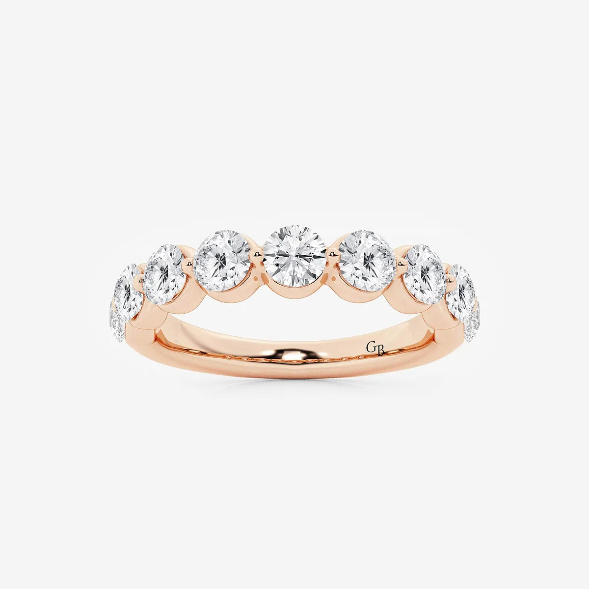 Modern Round Lab Grown Diamond Floating Style Wedding Band in Solid Gold