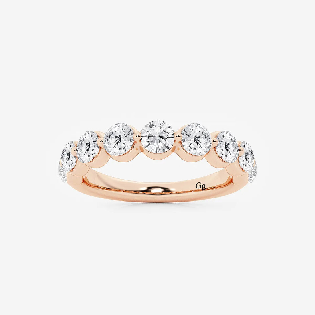 Modern Round Lab Grown Diamond Floating Style Wedding Band in Solid Gold