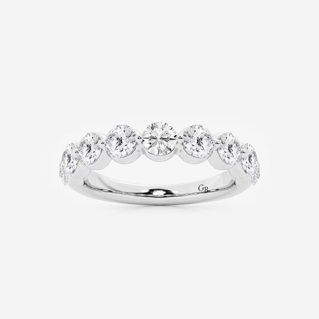 Modern Round Lab Grown Diamond Floating Style Wedding Band in Solid Gold