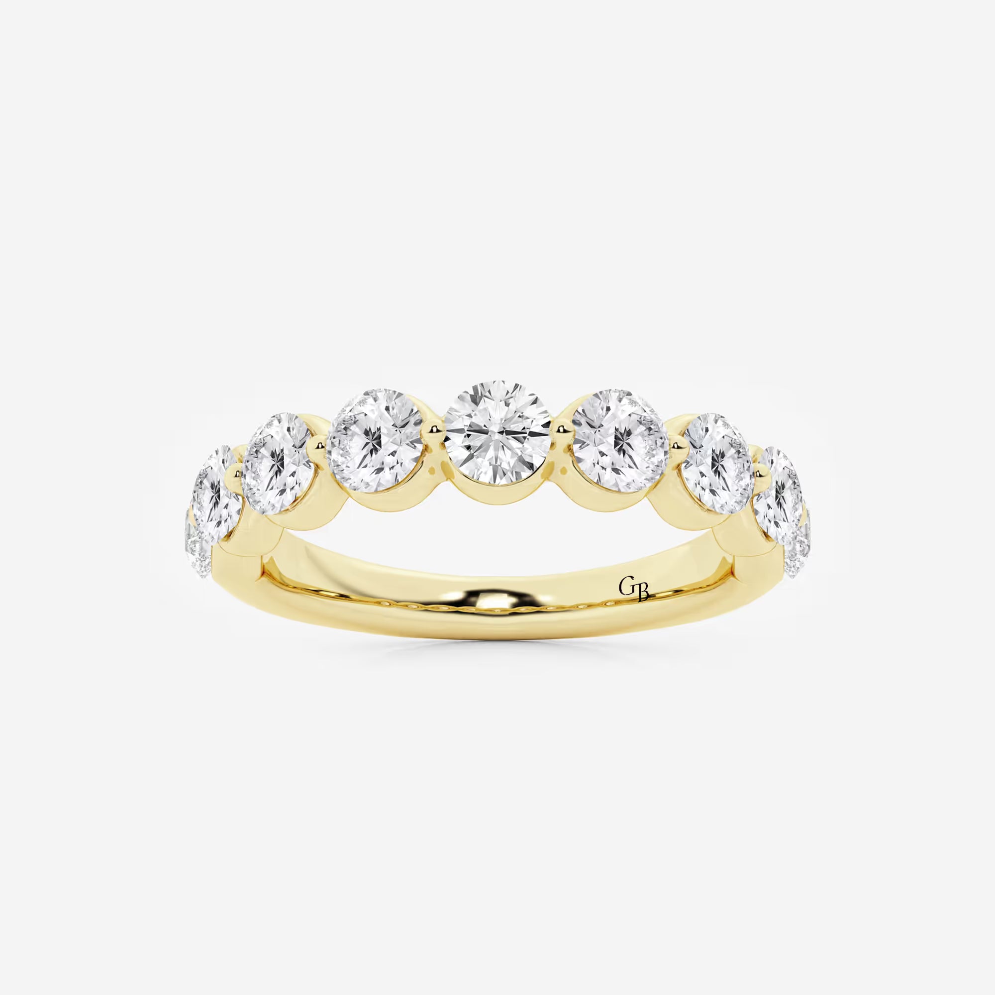 Modern Round Lab Grown Diamond Floating Style Wedding Band in Solid Gold