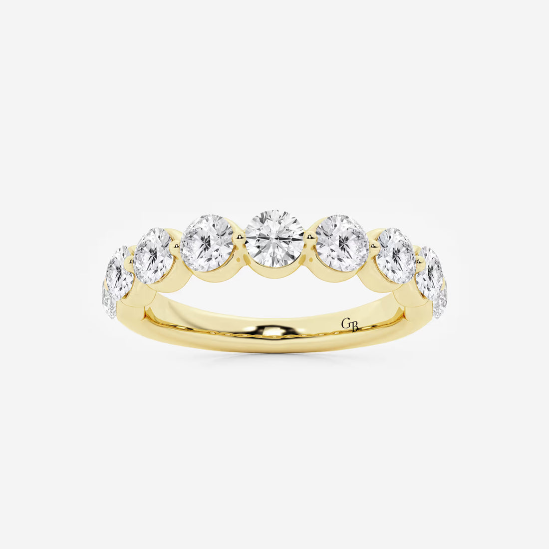 Modern Round Lab Grown Diamond Floating Style Wedding Band in Solid Gold