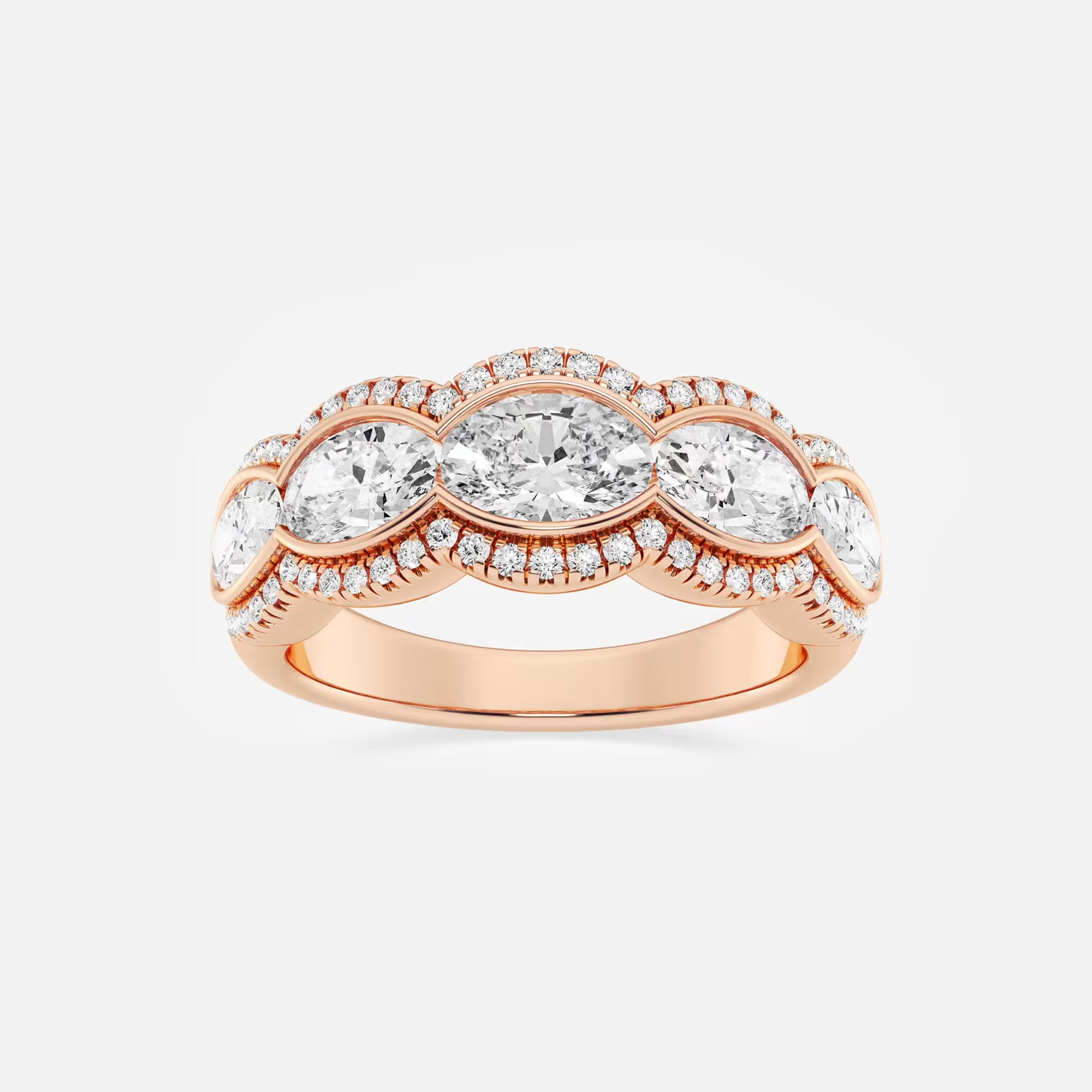 Roséa Oval Lab-Grown Diamond Five-Stone Halo Band