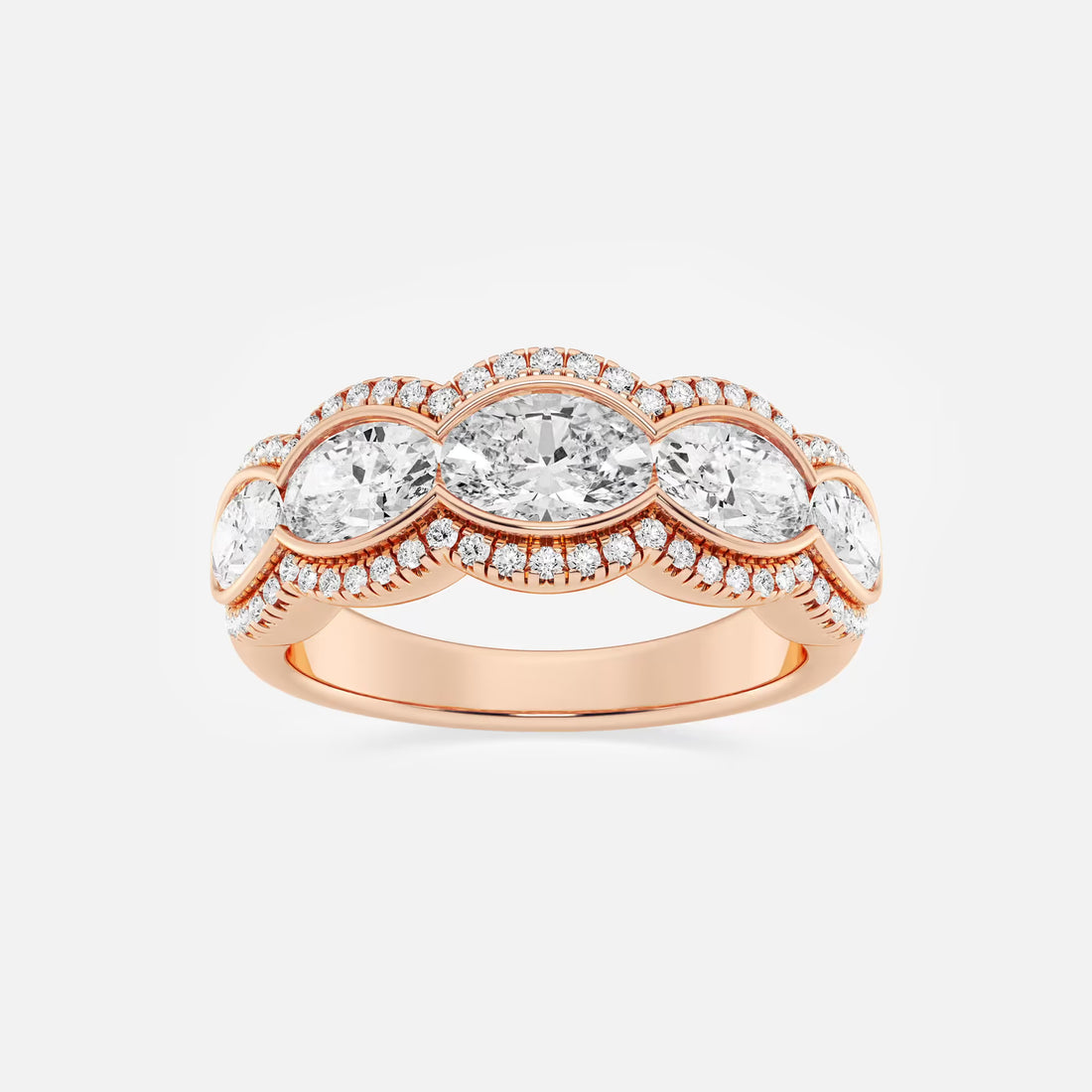 Roséa Oval Lab-Grown Diamond Five-Stone Halo Band