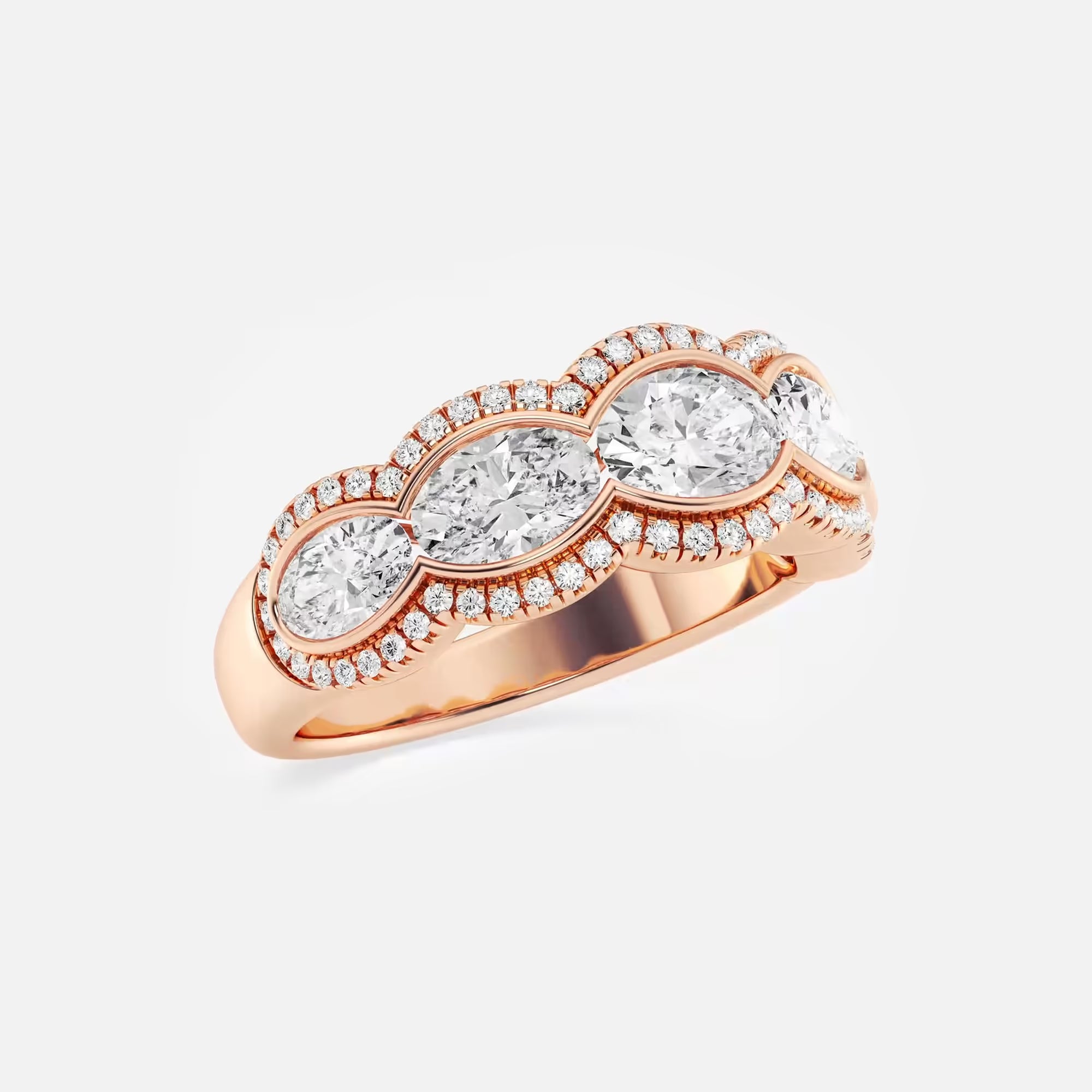 Roséa Oval Lab-Grown Diamond Five-Stone Halo Band