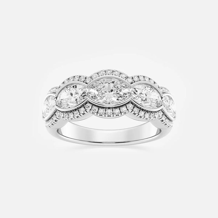 Roséa Oval Lab-Grown Diamond Five-Stone Halo Band