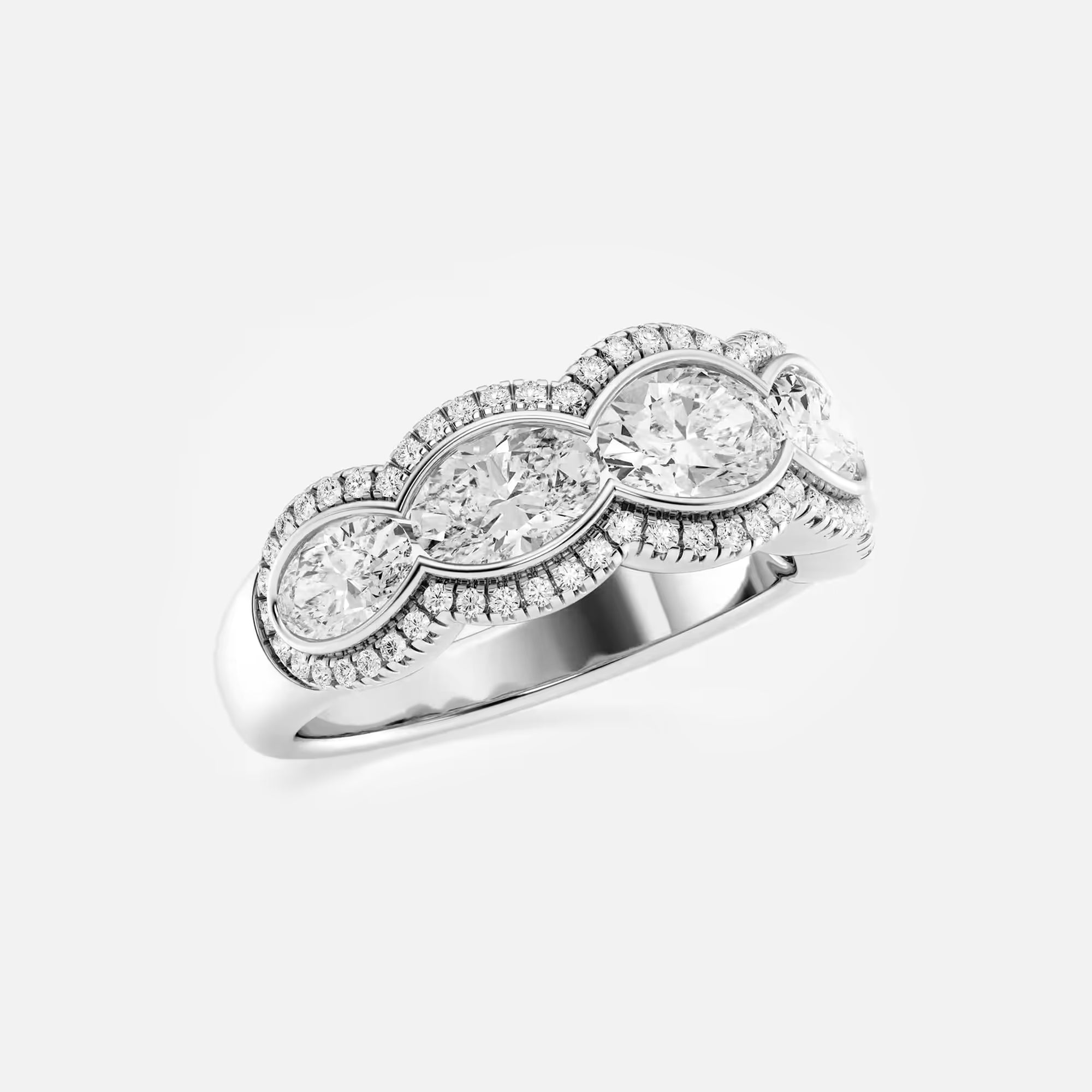 Roséa Oval Lab-Grown Diamond Five-Stone Halo Band
