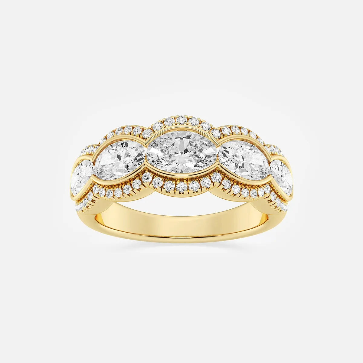 Roséa Oval Lab-Grown Diamond Five-Stone Halo Band